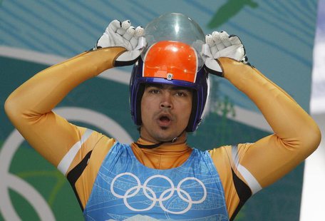 Shiva K.P. Keshavan of |ndia prepares to start a training run for the men's singles luge in preparation for the Vancouver 2010 Winter Olympi Shiva K.P. Keshavan of |ndia prepares to start a training run for the men's singles luge in preparation for the Vancouver 2010 Winter Olympi