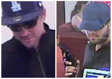 Suspects in a series of armed bank robberies are seen in undated photos released by the FBI in Los Angeles January 17, 2013. REUTERS/FBI/Han Suspects in a series of armed bank robberies are seen in undated photos released by the FBI in Los Angeles January 17, 2013. REUTERS/FBI/Han