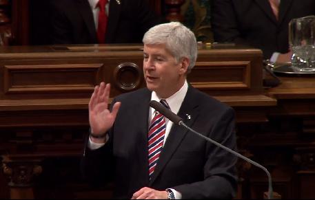 Governor Snyder says his wife helped him pick the tie. Governor Snyder says his wife helped him pick the tie.