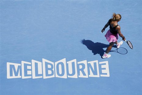 Serena Williams of the U.S. walks on the court during her women's singles match against Ana Ivanovic of Serbia at the Australian Open 2014 t Serena Williams of the U.S. walks on the court during her women's singles match against Ana Ivanovic of Serbia at the Australian Open 2014 t