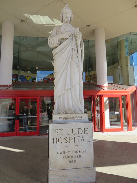 Statue of St Jude outside of the hospital.