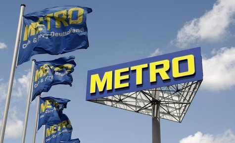 The logo of Germany's biggest retailer Metro AG is pictured at a Metro cash and carry in Berlin, June 10, 2009. REUTERS/Fabrizio Bensch The logo of Germany's biggest retailer Metro AG is pictured at a Metro cash and carry in Berlin, June 10, 2009. REUTERS/Fabrizio Bensch