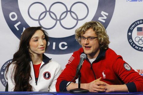 Ice dancing pair Meryl Davis (L) and Charlie White are introduced as part of the United States' team for the upcoming Sochi Winter Olympics, Ice dancing pair Meryl Davis (L) and Charlie White are introduced as part of the United States' team for the upcoming Sochi Winter Olympics,