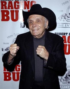 Jake LaMotta arrives for the 25th anniversary screening of the film Raging Bull in New York in this January 27, 2005 file photo. Reuters\Chi Jake LaMotta arrives for the 25th anniversary screening of the film Raging Bull in New York in this January 27, 2005 file photo. Reuters\Chi
