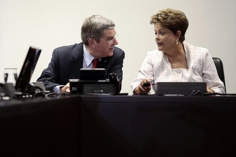 International Olympic Committee (IOC) President Thomas Bach speaks with Brazil's President Dilma Rousseff during a meeting at the Planalto P International Olympic Committee (IOC) President Thomas Bach speaks with Brazil's President Dilma Rousseff during a meeting at the Planalto P