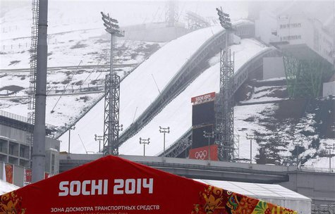 A general view of the Russki Gorki Ski Jumping Center in Krasnaya Polyana near Sochi January 21, 2014. REUTERS/Alexander Demianchuk A general view of the Russki Gorki Ski Jumping Center in Krasnaya Polyana near Sochi January 21, 2014. REUTERS/Alexander Demianchuk