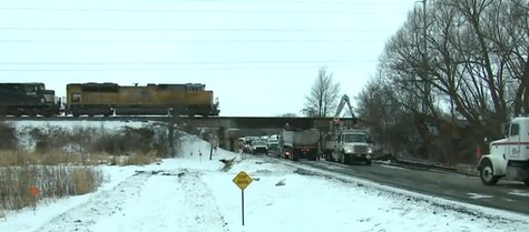 Site of train derailment in Caledonia on Jan. 20, 2014. (Photo from: YouTube) Site of train derailment in Caledonia on Jan. 20, 2014. (Photo from: YouTube)