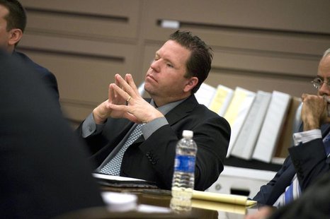 Former Fullerton police officer Jay Cicinelli listens to closing arguments in the second degree murder case against him and fellow former of Former Fullerton police officer Jay Cicinelli listens to closing arguments in the second degree murder case against him and fellow former of