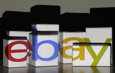 An eBay logo is projected onto white boxes in this illustration picture taken in Warsaw, January 21, 2014. REUTEwhite RS/Kacper Pempel An eBay logo is projected onto white boxes in this illustration picture taken in Warsaw, January 21, 2014. REUTEwhite RS/Kacper Pempel