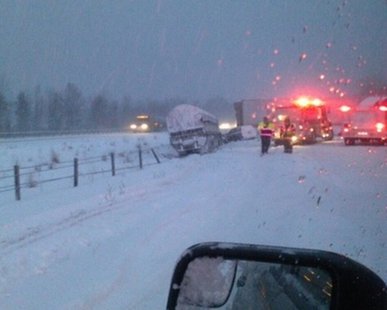 A view of a multi-vehicle pileup on southbound I-196 near Glenn on Jan. 23, 2014 (photo courtesy Allegan Co. Sheriff's Dept.) A view of a multi-vehicle pileup on southbound I-196 near Glenn on Jan. 23, 2014 (photo courtesy Allegan Co. Sheriff's Dept.)