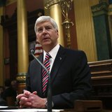 Michigan's Governor Rick Snyder gives his annual State of the State address to the Assembly at the State Capitol in Lansing, Michigan Januar Michigan's Governor Rick Snyder gives his annual State of the State address to the Assembly at the State Capitol in Lansing, Michigan Januar