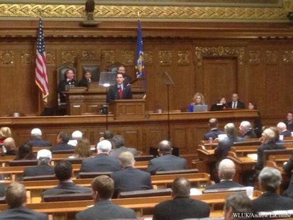 Gov. Scott Walker gives his State of the State speech in Madison, Wednesday, Jan. 22, 2014. (Photo from: FOX 11). Gov. Scott Walker gives his State of the State speech in Madison, Wednesday, Jan. 22, 2014. (Photo from: FOX 11).