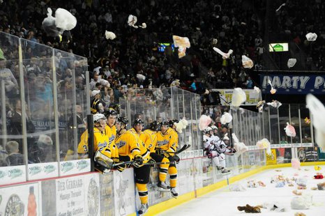 Teddy Bear Tossing at a Green Bay Gamblers hockey game (Photo from: Facebook). Teddy Bear Tossing at a Green Bay Gamblers hockey game (Photo from: Facebook).