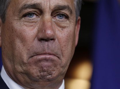 U.S. Speaker of the House John Boehner pauses as he speaks after meeting with the House Republican Conference members on Capitol Hill in Was U.S. Speaker of the House John Boehner pauses as he speaks after meeting with the House Republican Conference members on Capitol Hill in Was
