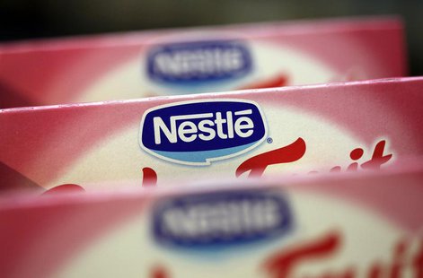 Boxes of baby food are seen in the company supermarket at the Nestle headquarters in Vevey February 16, 2012. REUTERS/Denis Balibouse Boxes of baby food are seen in the company supermarket at the Nestle headquarters in Vevey February 16, 2012. REUTERS/Denis Balibouse