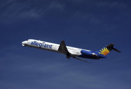 An Allegiant Air MD-83 passenger jet takes off from the Monterey airport in Monterey, California, February 26, 2012. REUTERS/Michael Fiala An Allegiant Air MD-83 passenger jet takes off from the Monterey airport in Monterey, California, February 26, 2012. REUTERS/Michael Fiala