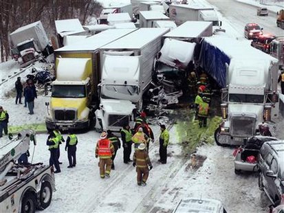 Interstate 94 crash 1/23/14 near Michigan City, Indiana.
Photo courtesy of Indiana State Police
Interstate 94 crash 1/23/14 near Michigan City, Indiana.
Photo courtesy of Indiana State Police