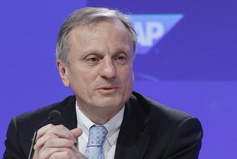 Financial Officer of German software group SAP Werner Brandt attends the company's balance sheet news conference in Frankfurt January 25, 20 Financial Officer of German software group SAP Werner Brandt attends the company's balance sheet news conference in Frankfurt January 25, 20