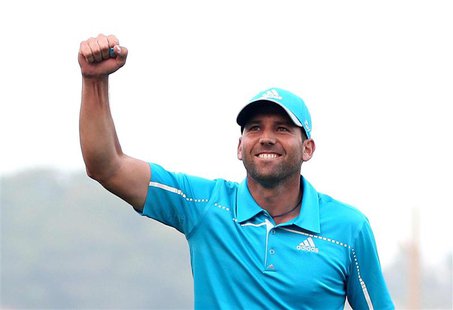 Spain's Sergio Garcia celebrates after his eagle putt on the 18th green during the final round of Qatar Masters at the Doha Golf Club Januar Spain's Sergio Garcia celebrates after his eagle putt on the 18th green during the final round of Qatar Masters at the Doha Golf Club Januar