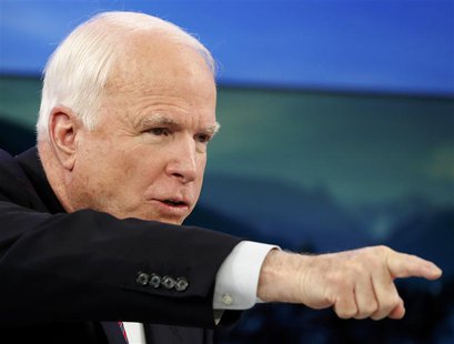 U.S. Senator John McCain gestures during a session at the annual meeting of the World Economic Forum (WEF) in Davos January 24, 2014. REUTER U.S. Senator John McCain gestures during a session at the annual meeting of the World Economic Forum (WEF) in Davos January 24, 2014. REUTER