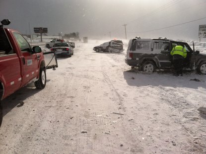 No one was injured in the traffic pile-up. No one was injured in the traffic pile-up.