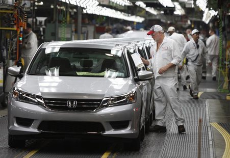 Clif Small is seen getting a 2013 Accord ready to come off the line during a tour of the Honda automobile plant in Marysville, Ohio October Clif Small is seen getting a 2013 Accord ready to come off the line during a tour of the Honda automobile plant in Marysville, Ohio October