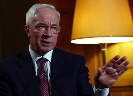 Ukrainian Prime Minister Mykola Azarov gestures during an interview with Reuters at the annual meeting of the World Economic Forum (WEF) in Ukrainian Prime Minister Mykola Azarov gestures during an interview with Reuters at the annual meeting of the World Economic Forum (WEF) in