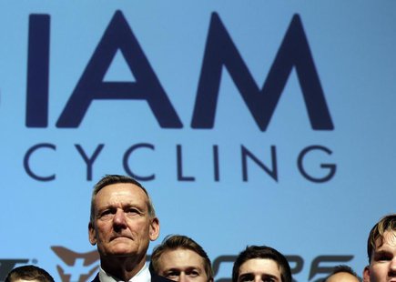 IAM cycling team founder and main sponsor Michel Thetaz looks on during the team presentation in Geneva January 14, 2013. REUTERS/Denis Bali IAM cycling team founder and main sponsor Michel Thetaz looks on during the team presentation in Geneva January 14, 2013. REUTERS/Denis Bali