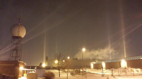 Light Pillars (photo courtesy the National Weather Service Office in Grand Rapids} Light Pillars (photo courtesy the National Weather Service Office in Grand Rapids}