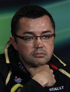Lotus Formula One team principal Eric Boullier attends a news conference following the second practice session of the Australian F1 Grand Pr Lotus Formula One team principal Eric Boullier attends a news conference following the second practice session of the Australian F1 Grand Pr