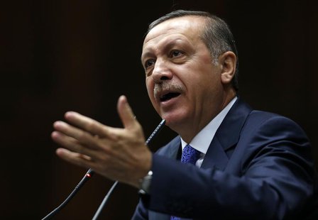 Turkey's Prime Minister Tayyip Erdogan addresses members of parliament from his ruling AK Party (AKP) during a meeting at the Turkish parlia Turkey's Prime Minister Tayyip Erdogan addresses members of parliament from his ruling AK Party (AKP) during a meeting at the Turkish parlia