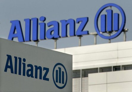 Allianz logos are pictured in front of the headquarter of Germany's largest insurance group Allianz AG in Munich, June 22, 2006. Allianz logos are pictured in front of the headquarter of Germany's largest insurance group Allianz AG in Munich, June 22, 2006.