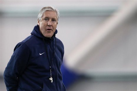 Seattle Seahawks head coach Pete Carroll looks on during their NFL Super Bowl XLVIII football practice in East Rutherford, New Jersey, Janua Seattle Seahawks head coach Pete Carroll looks on during their NFL Super Bowl XLVIII football practice in East Rutherford, New Jersey, Janua