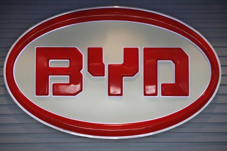 The logo of BYD (Build Your Dreams) is seen inside a showroom in Shenzhen, China's southern Guangdong province July 27, 2009. REUTERS/Tyrone The logo of BYD (Build Your Dreams) is seen inside a showroom in Shenzhen, China's southern Guangdong province July 27, 2009. REUTERS/Tyrone