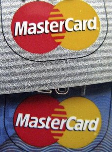 The MasterCard logo is seen on two credit cards April 28, 2008. REUTERS/Sam Mircovich The MasterCard logo is seen on two credit cards April 28, 2008. REUTERS/Sam Mircovich