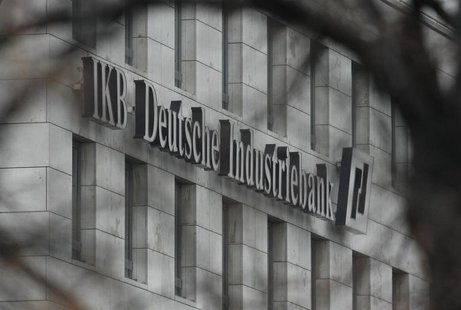 Picture shows the logo at the headquarters of the Deutsche Industriebank IKB in the western German city of Duesseldorf December 10, 2007. RE Picture shows the logo at the headquarters of the Deutsche Industriebank IKB in the western German city of Duesseldorf December 10, 2007. RE
