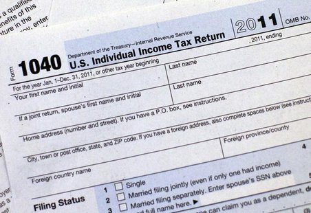 A 2011 U.S. Individual Income Tax Return form is seen in New York April 17, 2012. REUTERS/Shannon Stapleton A 2011 U.S. Individual Income Tax Return form is seen in New York April 17, 2012. REUTERS/Shannon Stapleton