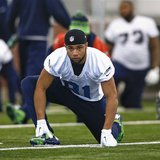 Seattle Seahawks wide receiver Golden Tate stretches at their NFL Super Bowl XLVIII football practice in East Rutherford, New Jersey, Januar Seattle Seahawks wide receiver Golden Tate stretches at their NFL Super Bowl XLVIII football practice in East Rutherford, New Jersey, Januar