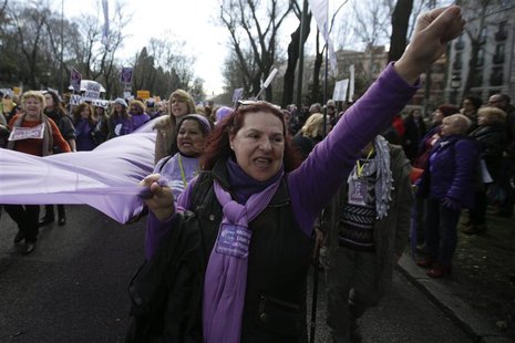Thousands of people march to protest a government plan to limit abortions in Madrid February 1, 2014. REUTERS/Andrea Comas Thousands of people march to protest a government plan to limit abortions in Madrid February 1, 2014. REUTERS/Andrea Comas
