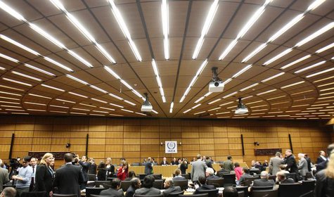 A general view of the meeting room before the start of a board of governors meeting at the IAEA headquarters in Vienna November 28, 2013. RE A general view of the meeting room before the start of a board of governors meeting at the IAEA headquarters in Vienna November 28, 2013. RE