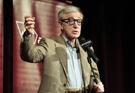 Director of the movie and cast member Woody Allen speaks on stage at the premiere of "To Rome with Love" during the opening night of the Los Director of the movie and cast member Woody Allen speaks on stage at the premiere of "To Rome with Love" during the opening night of the Los