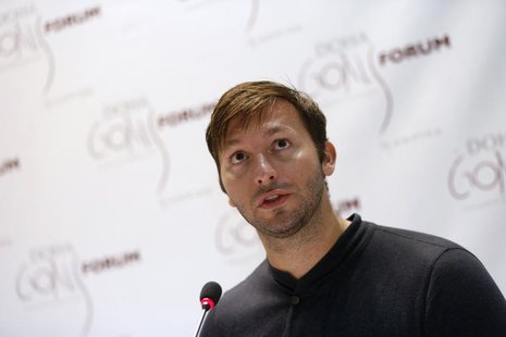Five-time Olympic gold medalist Australia's Ian Thorpe speaks during the news conference for the Doha Gathering of All Leaders In Sport (GOA Five-time Olympic gold medalist Australia's Ian Thorpe speaks during the news conference for the Doha Gathering of All Leaders In Sport (GOA