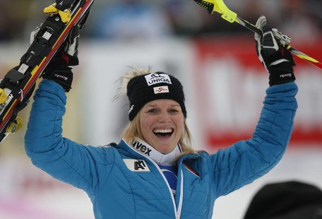 Austria's Marlies Schild after winning the women's giant slalom World Cup race in the Tyrolean ski resort of Lienz December 29, 2013. REUTER Austria's Marlies Schild after winning the women's giant slalom World Cup race in the Tyrolean ski resort of Lienz December 29, 2013. REUTER