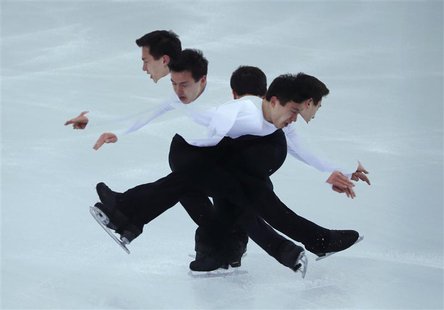 Patrick Chan of Canada skates attends a figure skating training session in preparation for the 2014 Sochi Winter Olympics, February 2, 2014. Patrick Chan of Canada skates attends a figure skating training session in preparation for the 2014 Sochi Winter Olympics, February 2, 2014.