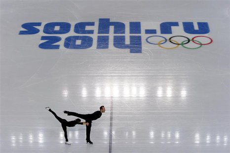 Maylin Wende and Daniel Wende of Germany skate during a pairs figure skating training session at the Iceberg Skating Palace, in preparation Maylin Wende and Daniel Wende of Germany skate during a pairs figure skating training session at the Iceberg Skating Palace, in preparation