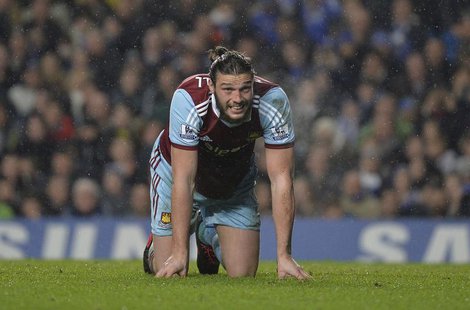 West Ham United's Andy Carroll reacts during their English Premier League soccer match against Chelsea at Stamford Bridge in London, January West Ham United's Andy Carroll reacts during their English Premier League soccer match against Chelsea at Stamford Bridge in London, January