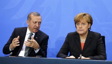 German Chancellor Angela Merkel and Turkey's Prime Minister Tayyip Erdogan address the media after talks in Berlin February 4, 2014. REUTERS German Chancellor Angela Merkel and Turkey's Prime Minister Tayyip Erdogan address the media after talks in Berlin February 4, 2014. REUTERS