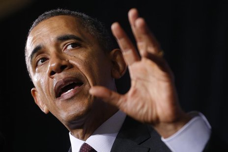 U.S. President Barack Obama speaks about technology in the classroom during a visit to Buck Lodge Middle School in Adelphi, Maryland Februar U.S. President Barack Obama speaks about technology in the classroom during a visit to Buck Lodge Middle School in Adelphi, Maryland Februar