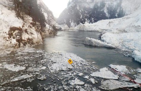 The Richardson Highway is pictured in this January 25, 2014 handout photo as it runs through the Keystone Canyon in the aftermath of a Janua The Richardson Highway is pictured in this January 25, 2014 handout photo as it runs through the Keystone Canyon in the aftermath of a Janua