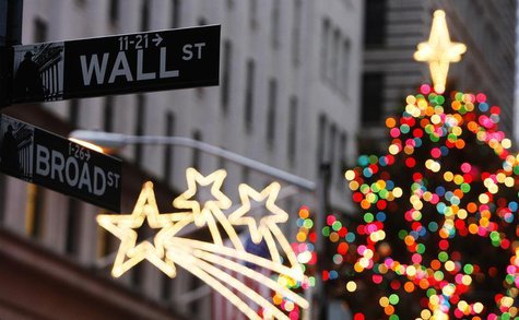 The Wall Street sign is seen in front of Christmas decorations on the first trading day of 2009 outside of the New York Stock Exchange in Ne The Wall Street sign is seen in front of Christmas decorations on the first trading day of 2009 outside of the New York Stock Exchange in Ne